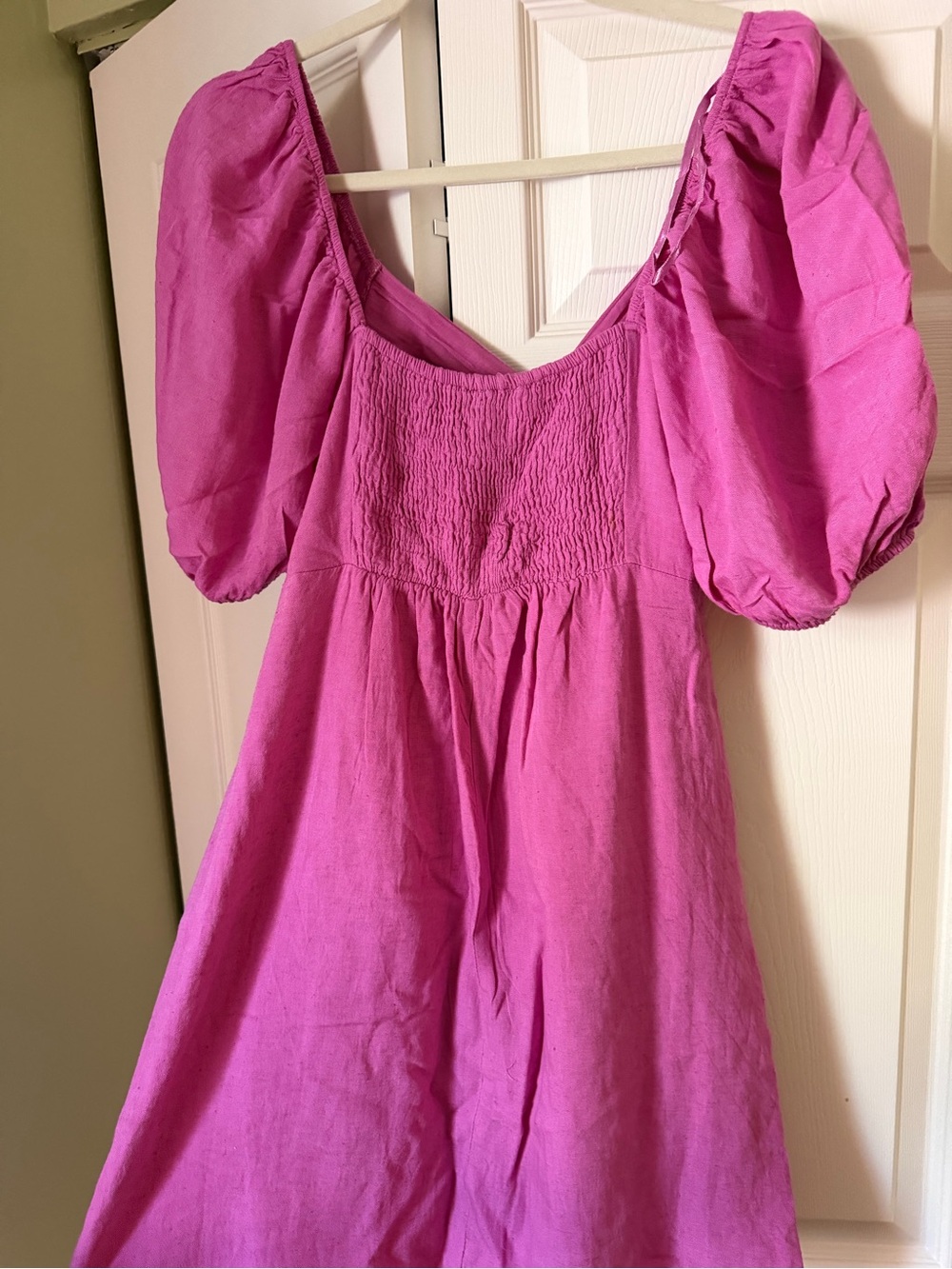 Magenta Puff Sleeve Ring-Front Mini Dress - Picture 2 of 5